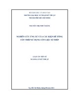 Nghiên cứu ứng xử của cấu kiện bê tông cốt thép sử dụng cốt liệu xỉ thép  