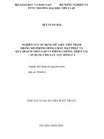 Tóm tắt luận án: Nghiên cứu sử dụng dữ liệu viễn thám trong mô phỏng dòng chảy mặt phục vụ quy hoạch thủy lợi và phòng chống thiên tai  Áp dụng cho lưu vực sông Cả.
