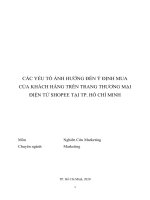 Các Yếu tố Ẩnh hưởng đến Ý định mua của khách hàng trên trang Thương mại Điện tử Shopee tại Tp. HCM