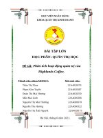 Phân tích hoạt động quản trị của highlands coffee