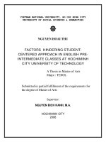 Factors hindering student centered approach in english pre intermediate classes at ho chi minh city university of technology     