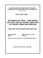 So sánh cấu trúc   ngữ nghĩa của câu tồn tại trong tiếng việt và trong tiếng hán hiện đại     