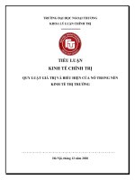 Tiểu luận kinh tế chính trị QUY LUẬT GIÁ TRỊ VÀ BIỂU HIỆN CỦA NÓ TRONG NỀN KINH TẾ THỊ TRƯỜNG