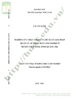 Nghiên cứu thực trạng và đề xuất giải pháp quản lý, sử dụng đất lâm nghiệp ở huyện vĩnh linh, tỉnh quảng trị 