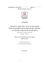 Thái độ của nhân viên y tế về an toàn người bệnh tại hai BVĐK huyện tỉnh sơn la năm 2020 và một số yếu tố liên quan 