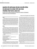 Nghiên cứu mối quan hệ báo cáo bền vững và hiệu quả tài chính tiếp cận theo phương pháp meta analysis