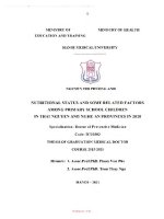 Nutritional status and some related factors among primary school children in thai nguyen and nghe an provinces in 2020 