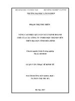 NÂNG CAO HIỆU QUẢ SẢN XUẤT KINH DOANH CHÈ CỦA CÁC CÔNG TY TNHH MỘT THÀNH VIÊN TRÊN ĐỊA BÀN TỈNH HÒA BÌNH. LUẬN VĂN THẠC SĨ KINH TẾ