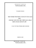 Một số biện pháp rèn luyện kỹ năng giao tiếp cho học sinh tiểu học thông qua hoạt động ngoài giờ lên lớp    
