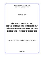 Vận dụng lý thuyết dạy học nêu vấn đề để xây dựng hệ thống bài tập trắc nghiệm khách quan nhiều lựa chọn chương  nitơ   photpho  ở trường thpt   luận văn thạc sỹ hóa học  