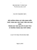 Bồi dưỡng năng lực vận dụng kiến thức toán học vào thực tiễn cho học sinh trong dạy học đại số và giải tích  ở trường trung học phổ thông    
