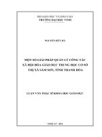 Một số giải pháp quản lý công tác xã hội hóa giáo dục trung học cơ sở thị xã sầm sơn, tỉnh thanh hóa  