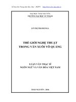THẾ GIỚI NGHỆ THUẬT  TRONG VĂN XUÔI VÕ QUẢNG LUẬN VĂN THẠC SĨ  NGÔN NGỮ VÀ VĂN HÓA VIỆT NAM