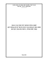 BÁO CÁO THUYẾT MINH TỔNG HỢP QUY HOẠCH SỬ DỤNG ĐẤT GIAI ĐOẠN 2021-2030 HUYỆN THANH THỦY, TỈNH PHÚ THỌ