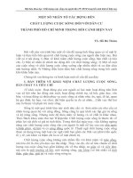 MỘT SỐ NHÂN TỐ TÁC ĐỘNG ĐẾN CHẤT LƯỢNG CUỘC SỐNG ĐỐI VỚI DÂN CƯ THÀNH PHỐ HỒ CHÍ MINH TRONG BỐI CẢNH HIỆN NAY TS. Hồ Bá Thâm