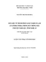 Dẫn liệu về thành phần loài vi khuẩn lam (cyanobacteria) trong đất trồng màu ở huyện nghi lộc, tỉnh nghệ an    