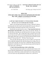 BÁO CÁO TỔNG KẾT CÔNG TÁC SẢN XUẤT KINH DOANH NĂM 2020 MỤC TIÊU, NHIỆM VỤ KẾ HOẠCH NĂM 2021