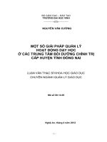 Một số giải pháp quản lý hoạt động dạy học ở các trung tâm bồi dưỡng chính trị cấp huyện tỉnh đồng nai  