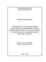 Ảnh hưởng của chất kích thích sinh trưởng cytokinin đến sự sinh trưởng phát triển và năng suất giống cỏ ngọt m2 tại xã nghi kim thành phố vinh   nghệ an    