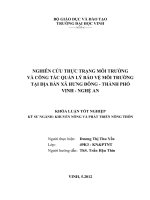 Nghiên cứu thực trạng môi trường và công tác quản lý bảo vệ môi trương tại địa bàn xã hưng đông   thành phố vinh   nghệ an    