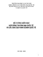 TRƯỜNG ĐẠI HỌC LUẬT HÀ NỘI KHOA PHÁP LUẬT THƯƠNG MẠI QUỐC TẾ BỘ MÔN PHÁP LUẬT THƯƠNG MẠI HÀNG HOÁ VÀ DỊCH VỤ QUỐC TẾ