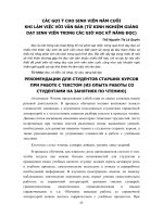 Các gợi ý cho sinh viên năm cuối khi làm việc với văn bản (từ kinh nghiệm giảng dạy sinh viên trong các giờ học kỹ năng đọc)