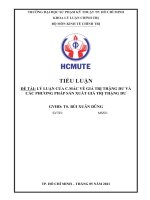 TIỂU LUẬN KINH TẾ CHÍNH TRỊ MÁC  LÊNIN LÝ LUẬN CỦA C.MÁC VỀ GIÁ TRỊ THẶNG DƯ VÀ CÁC PHƯƠNG PHÁP SẢN XUẤT GIÁ TRỊ THẶNG DƯ