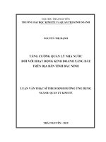 TĂNG CƯỜNG QUẢN LÝ NHÀ NƯỚC  ĐỐI VỚI HOẠT ĐỘNG KINH DOANH XĂNG DẦU  TRÊN ĐỊA BÀN TỈNH BẮC NINH  LUẬN VĂN THẠC SĨ THEO ĐỊNH HƯỚNG ỨNG DỤNG