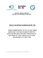 KINH NGHIỆM QUỐC TẾ VỀ CÁC QUY ĐỊNH KIỂM SOÁT TẬP TRUNG KINH TẾ ĐỂ XÂY DỰNG HƯỚNG DẪN CHI TIẾT THI HÀNH CÁC QUY ĐỊNH VỀ TTKT TRONG LUẬT CẠNH TRANH 2018 CỦA VIỆT NAM