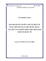 Bảo hộ quyền sở hữu trí tuệ đối với sáng chế liên quan đến dược phẩm tại Việt Nam trong điều kiện hội nhập kinh tế quốc tế