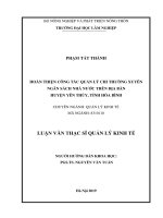 HOÀN THIỆN CÔNG TÁC QUẢN LÝ CHI THƯỜNG XUYÊN NGÂN SÁCH NHÀ NƯỚC TRÊN ĐỊA BÀN HUYỆN YÊN THỦY, TỈNH HÒA BÌNH LUẬN VĂN THẠC SĨ