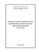 TRƯỜNG ĐẠI HỌC TÂY ĐÔ BẢN MÔ TẢ CHƯƠNG TRÌNH ĐÀO TẠO  TRÌNH ĐỘ THẠC SĨ CHUYÊN NGÀNH QUẢN TRỊ KINH DOANH