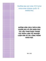 HƯỚNG DẪN CÁCH TRÍCH DẪN CHUẨN APA VÀ LẬP DANH MỤC TÀI LIỆU THAM KHẢO TRONG CÁC KHÓA LUẬN TỐT NGHIỆP, LUẬN VĂN VÀ CÁC CƠNG TRÌNH KHOA HỌC Năm 2020