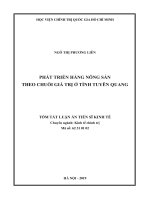 PHÁT TRIỂN HÀNG NÔNG SẢN THEO CHUỖI GIÁ TRỊ Ở TỈNH TUYÊN QUANG TÓM TẮT LUẬN ÁN TIẾN SĨ KINH TẾ