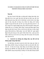 TÁC ĐỘNG CỦA ĐẠI DỊCH COVID19 VÀ ĐỀ XUẤT MỘT SỐ GIẢI PHÁP ĐỐI VỚI HOẠT ĐỘNG NGÂN HÀNG
