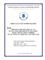 Mối quan hệ giữa đầu tư và sự gia tăng doanh số từ quá khứ bằng chứng thực nghiệm ở các công ty niêm yết tại việt nam 