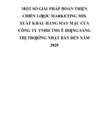 khóa luận tốt nghiệp ngành Quản Trị Kinh doanh với đề tài: Một số giải pháp hoàn thiện chiến lược marketing mix xuất khẩu hàng may mặc của công ty TNHH TMS ê Hưng sang thị trường Nhật Bản đền năm 2020,