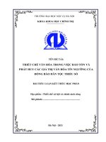 THIẾT CHẾ VĂN HÓA TRONG VIỆC BẢO TỒN VÀ  PHÁT HUY CÁC GIÁ TRỊ VĂN HÓA TÍN NGƯỠNG CỦA ĐỒNG BÀO DÂN TỘC THIỂU SỐ