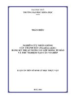 Nghiên cứu nhân giống cây chanh dây (passiflora edulis) bằng kỹ thuật nuôi cấy lớp mỏng tế bào và thử nghiệm tạo cây vi ghép 