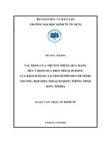 Luận văn thạc sĩ kinh tế  tác động của truyền miệng qua mạng đến ý định mua điện thoại di động của khách hàng tại thành phố hồ chí minh   trường hợp điện thoại di động thông minh sony xperia (download tai tailieutu 