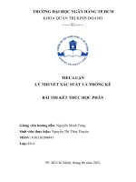 TIỂU LUẬN LÝ THUYẾT XÁC SUẤT VÀ THỐNG KÊ   BÀI THI KẾT THÚC HỌC PHẦN 