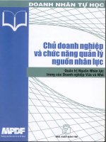 Quản trị nguồn nhân lực trong các doanh nghiệp vừa và nhỏ  chủ doanh nghiệp và chức năng quản lý nguồn nhân lực