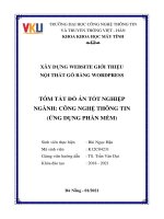XÂY DỰNG WEBSITE GIỚI THIỆU NỘI THẤT GỖ BẰNG WORDPRESS  TÓM TẮT ĐỒ ÁN TỐT NGHIỆP NGÀNH: CÔNG NGHỆ THÔNG TIN (ỨNG DỤNG PHẦN MỀM)