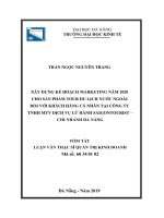 Tóm tắt Luận văn Thạc sĩ Quản trị kinh doanh: Xây dựng kế hoạch marketing năm 2020 cho sản phẩm tour du lịch nước ngoài đối với khách hàng cá nhân tại Công ty TNHH MTV Dịch vụ lữ