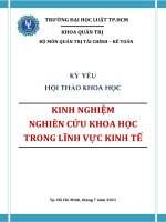 KỶ YẾU HỘI THẢO KHOA HỌC  KINH NGHIỆM NGHIÊN CỨU KHOA HỌC TRONG LĨNH VỰC KINH TẾ