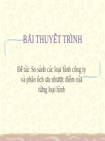 Đề tài so sánh các loại hình công ty và phân tićh ưu nhược điêm̉ cuả từng loại hình                                                           