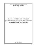 BÁO CÁO THUYẾT MINH TỔNG HỢP QUY HOẠCH SỬ DỤNG ĐẤT GIAI ĐOẠN 2021-2030 HUYỆN PHÙ NINH - TỈNH PHÚ THỌ