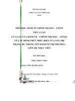 TIỂU LUẬN LÝ LUẬN CỦA KINH tế – CHÍNH TRỊ MÁC – LÊNIN về CÁC HÌNH THỨC BIỂU HIỆN CỦA GIÁ TRỊ THẶNG dư TRONG nền KINH tế THỊ TRƯỜNG  LIÊN hệ THỰC TIỄN