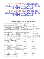 Tổng hợp trắc nghiệm các đề mục ngữ pháp ôn thi lớp 10 THPT môn tiếng anh 