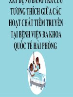 XÂY DỰNG BẢNG TRA CỨU  TƯƠNG THÍCH GIỮA CÁC HOẠT CHẤT TIÊM TRUYỀN TẠI BỆNH VIỆN đa KHOA QUỐC TẾ HẢI PHÒNG 